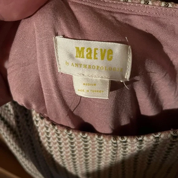 Maeve Textured Beige and Pink Midi Dress - Picture 4 of 5